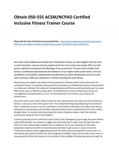 050-555 ACSM/NCPAD Certified Inclusive Fitness Trainer