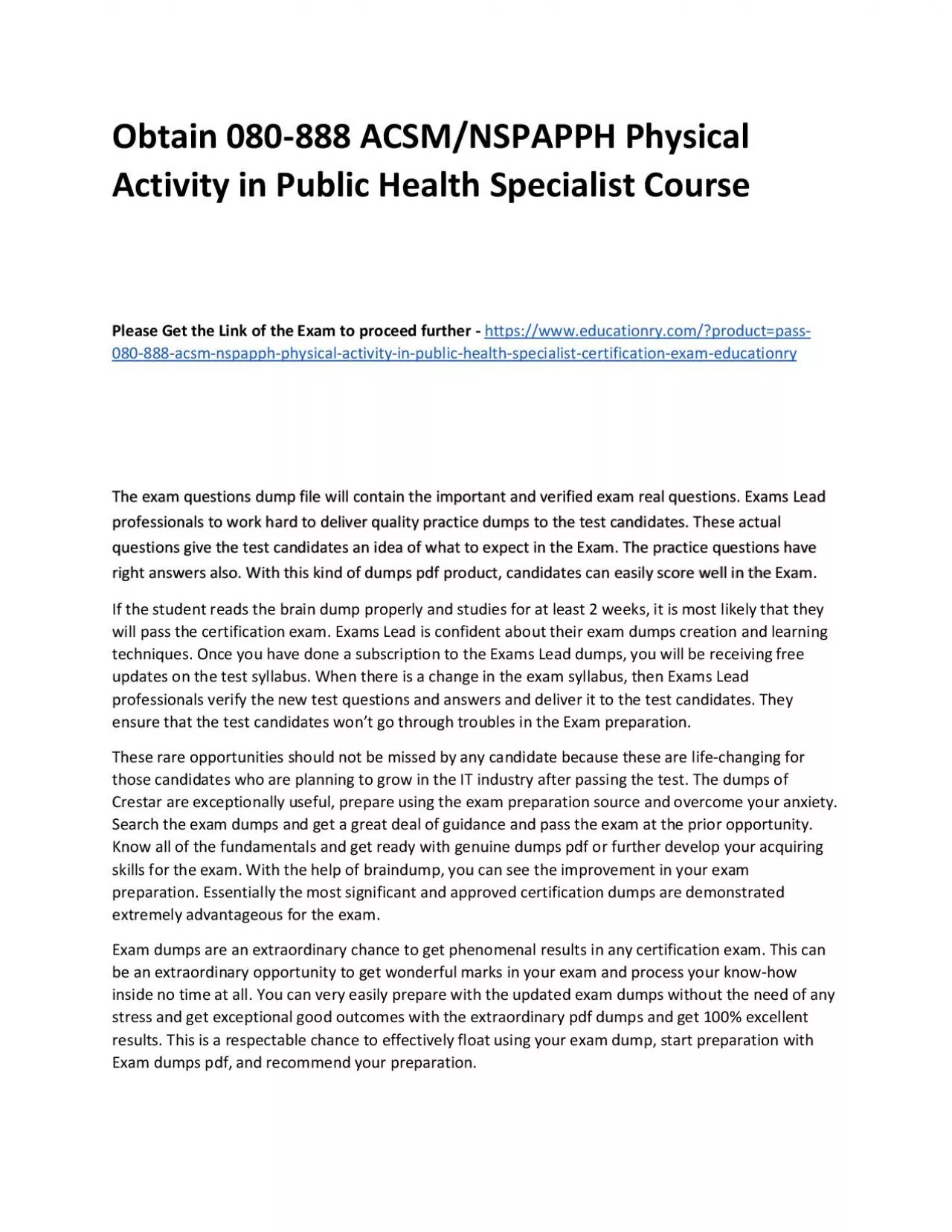 PDF-080-888 ACSM/NSPAPPH Physical Activity in Public Health Specialist