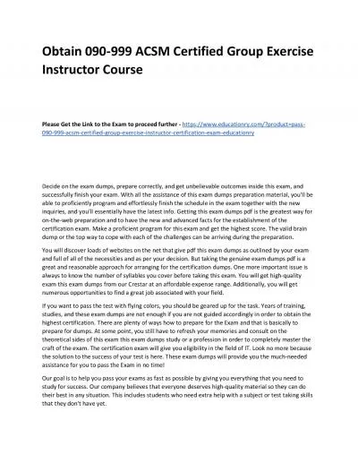 090-999 ACSM Certified Group Exercise Instructor