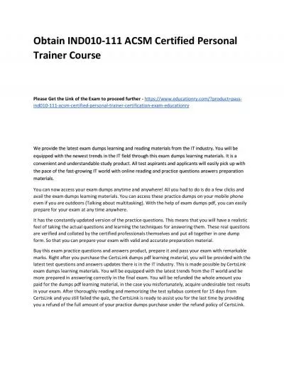 IND010-111 ACSM Certified Personal Trainer