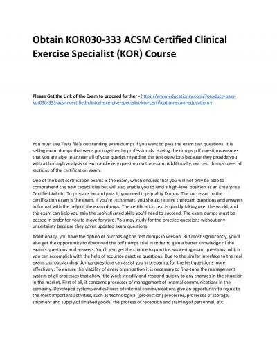 KOR030-333 ACSM Certified Clinical Exercise Specialist (KOR)