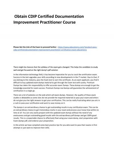 CDIP Certified Documentation Improvement Practitioner