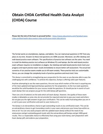 CHDA Certified Health Data Analyst (CHDA)