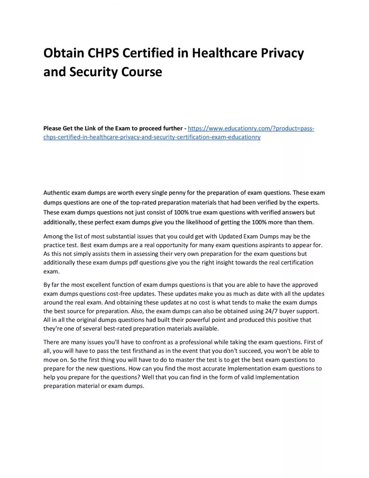 PDF-CHPS Certified in Healthcare Privacy and Security