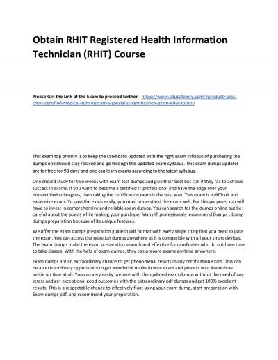 RHIT Registered Health Information Technician (RHIT)