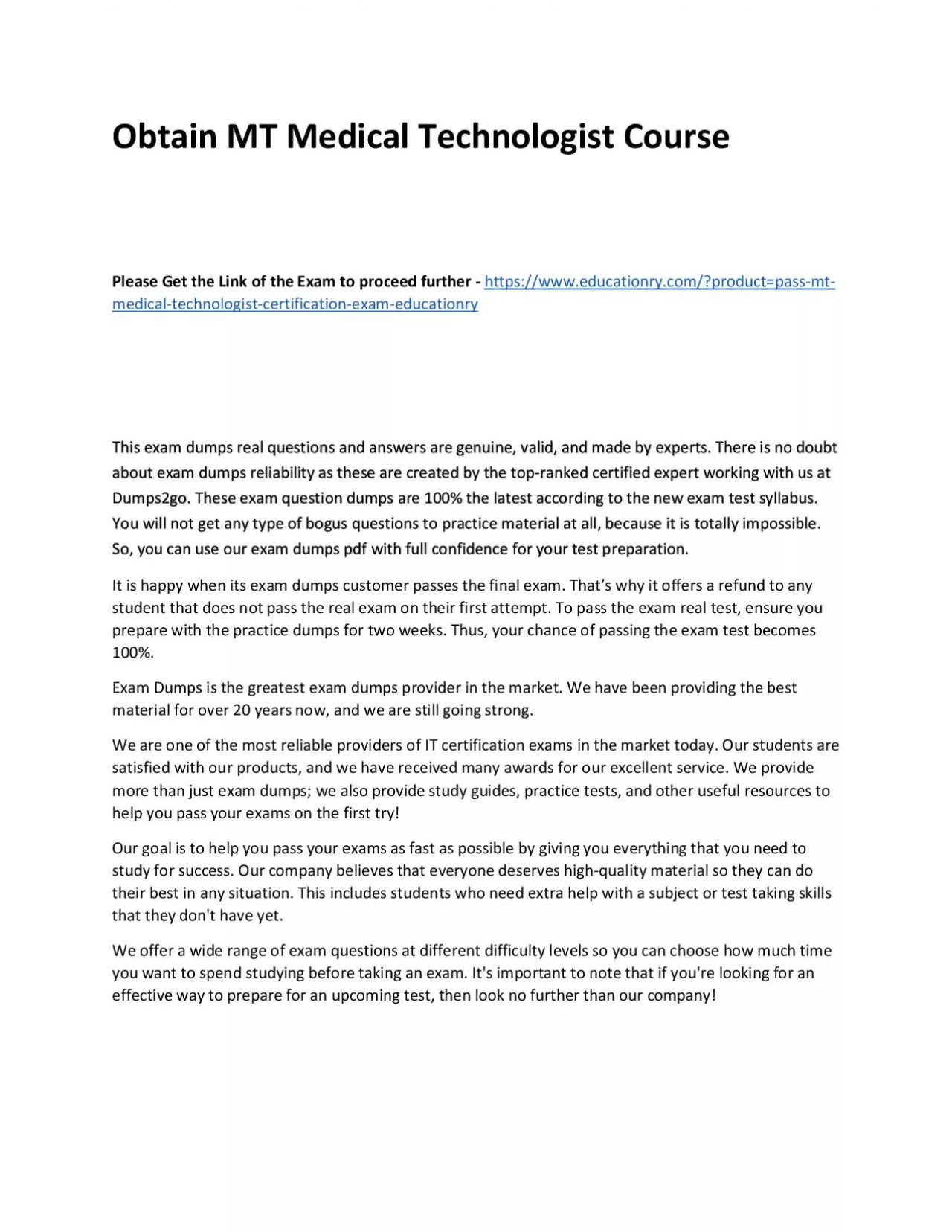 PDF-Obtain MT Medical Technologist Practice Course