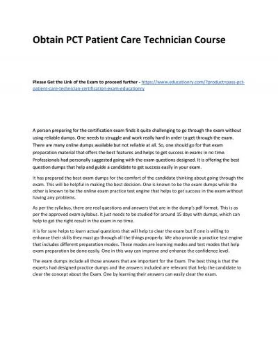 Obtain PCT Patient Care Technician Practice Course