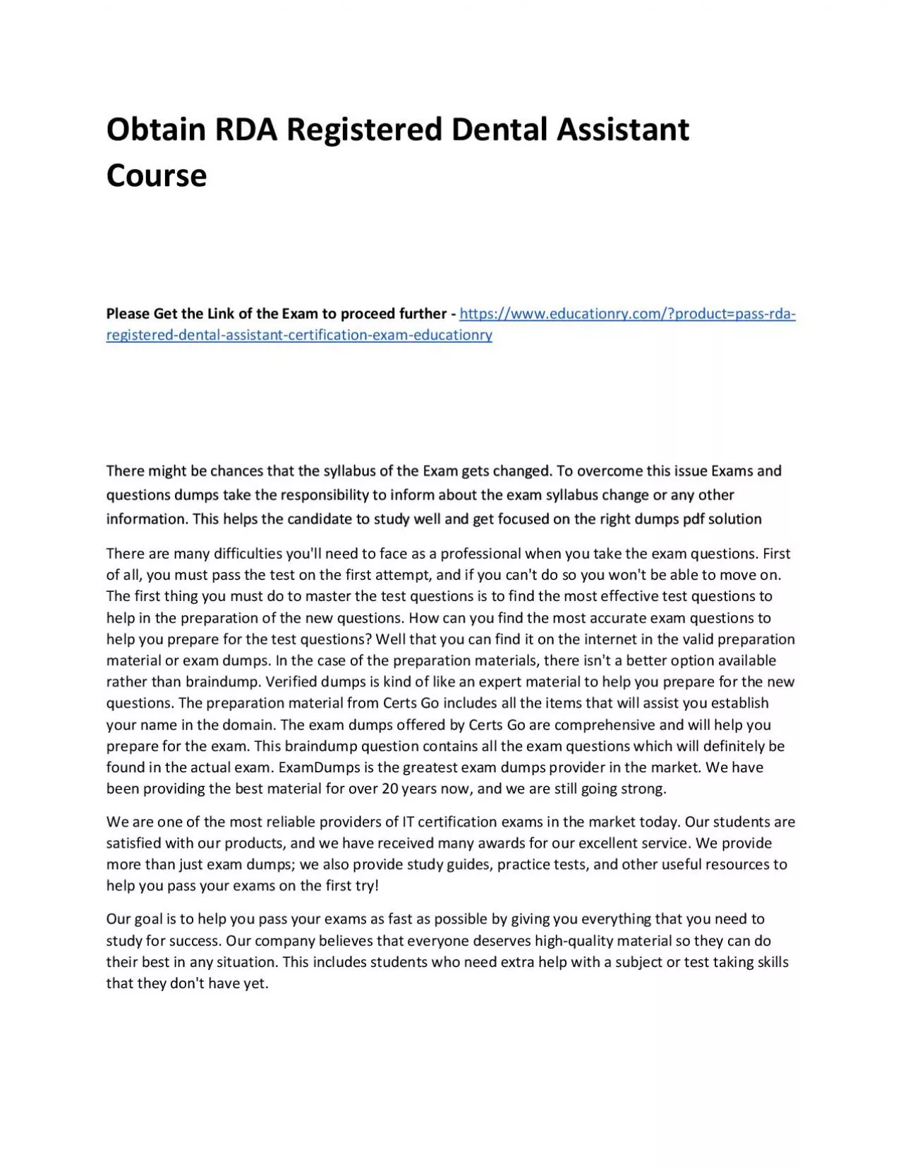 PDF-Obtain RDA Registered Dental Assistant Practice Course