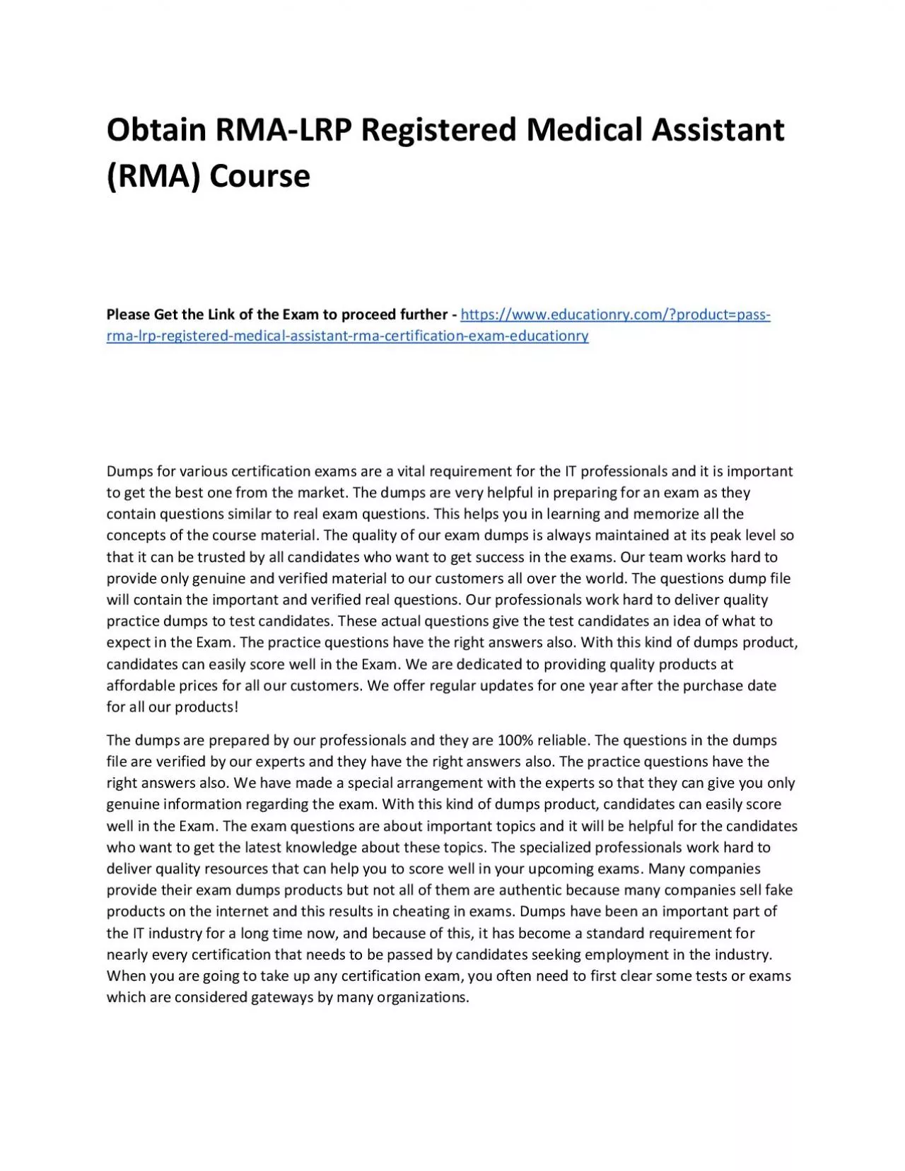 PDF-Obtain RMA-LRP Registered Medical Assistant (RMA) Practice Course