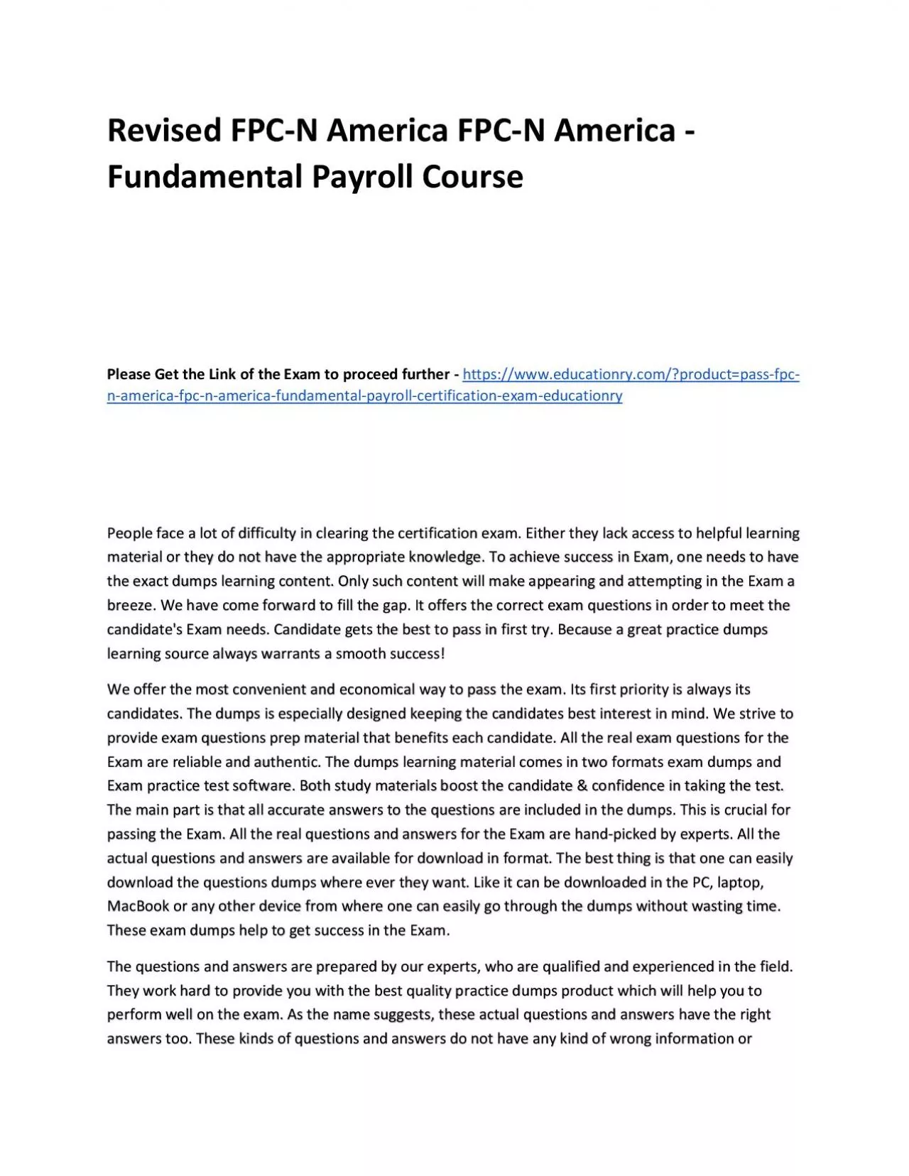 PDF-Revised FPC-N America FPC-N America - Fundamental Payroll Practice Course