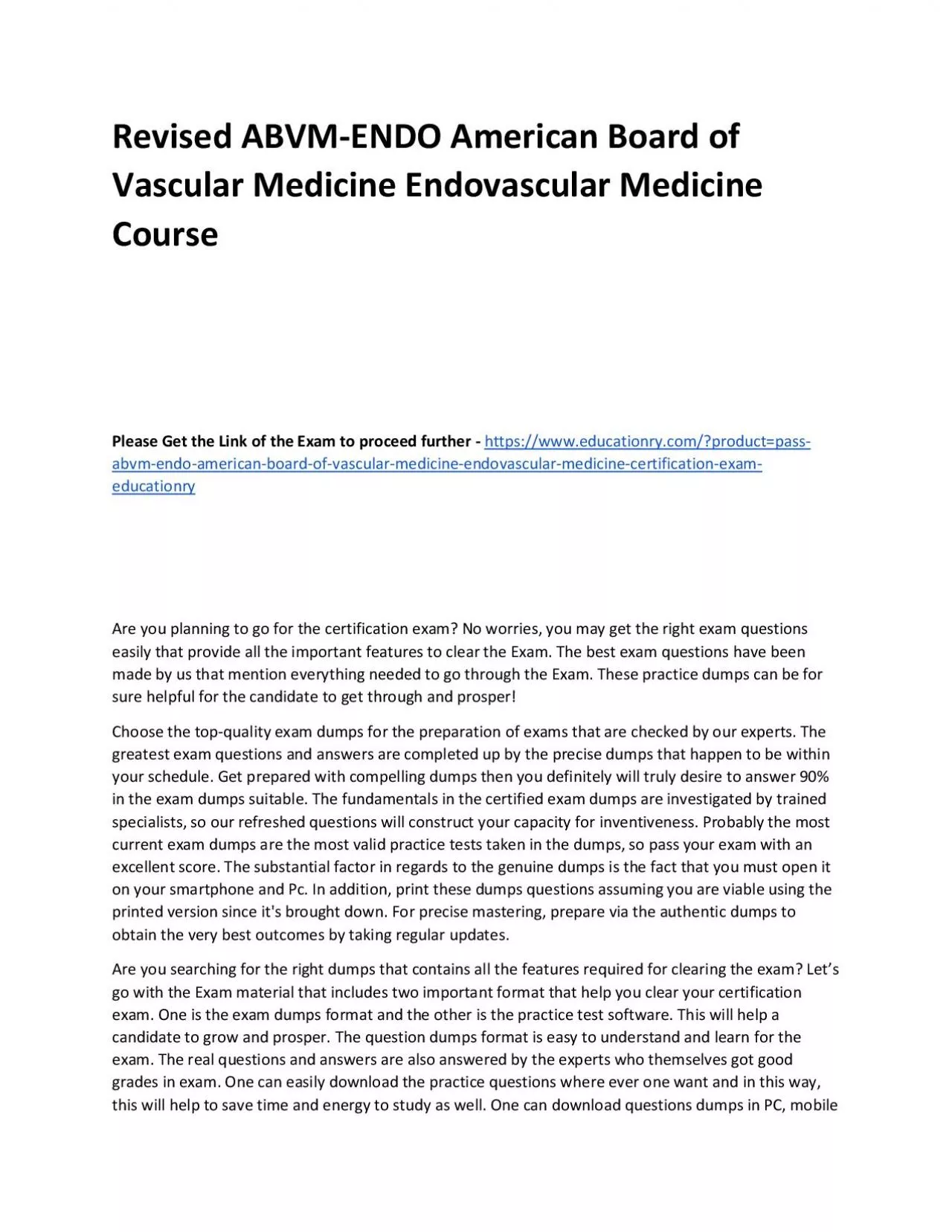 PDF-ABVM-ENDO American Board of Vascular Medicine Endovascular Medicine