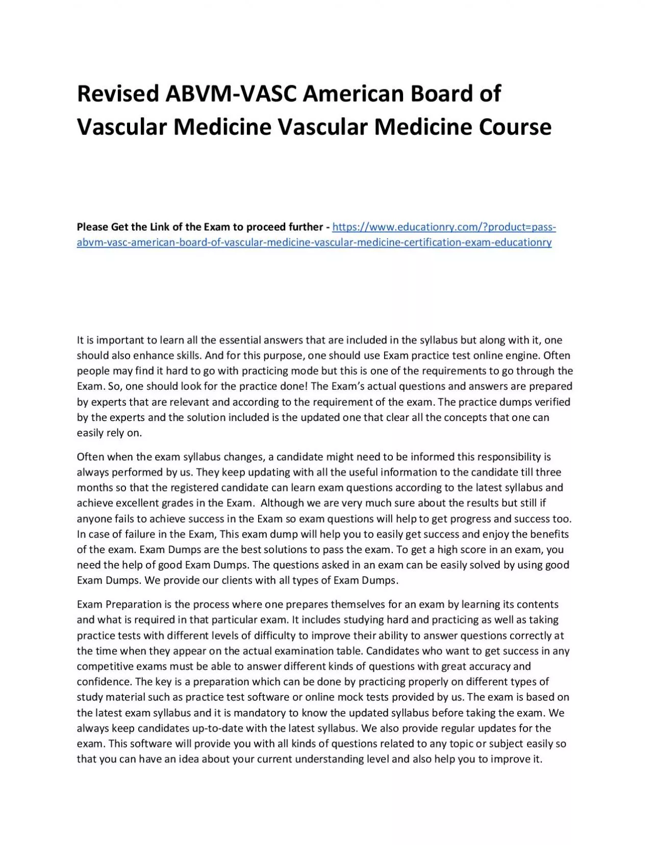 PDF-ABVM-VASC American Board of Vascular Medicine Vascular Medicine