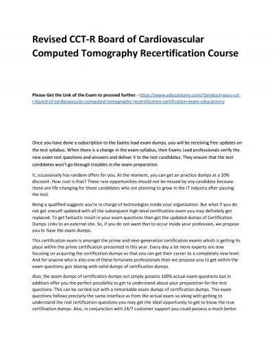 CCT-R Board of Cardiovascular Computed Tomography Recertification