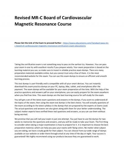 MR-C Board of Cardiovascular Magnetic Resonance