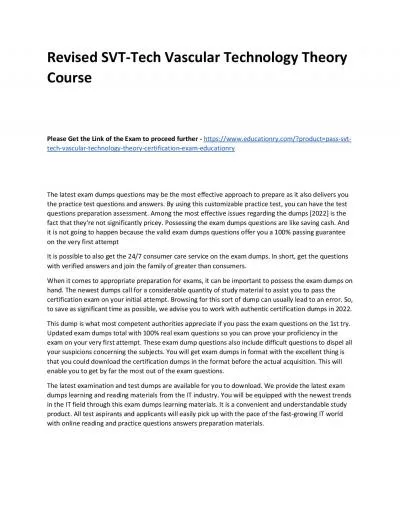 SVT-Tech Vascular Technology Theory