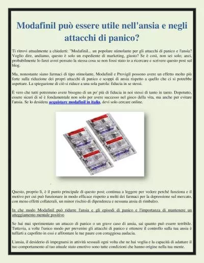 Modafinil può essere utile nell\'ansia e negli attacchi di panico?