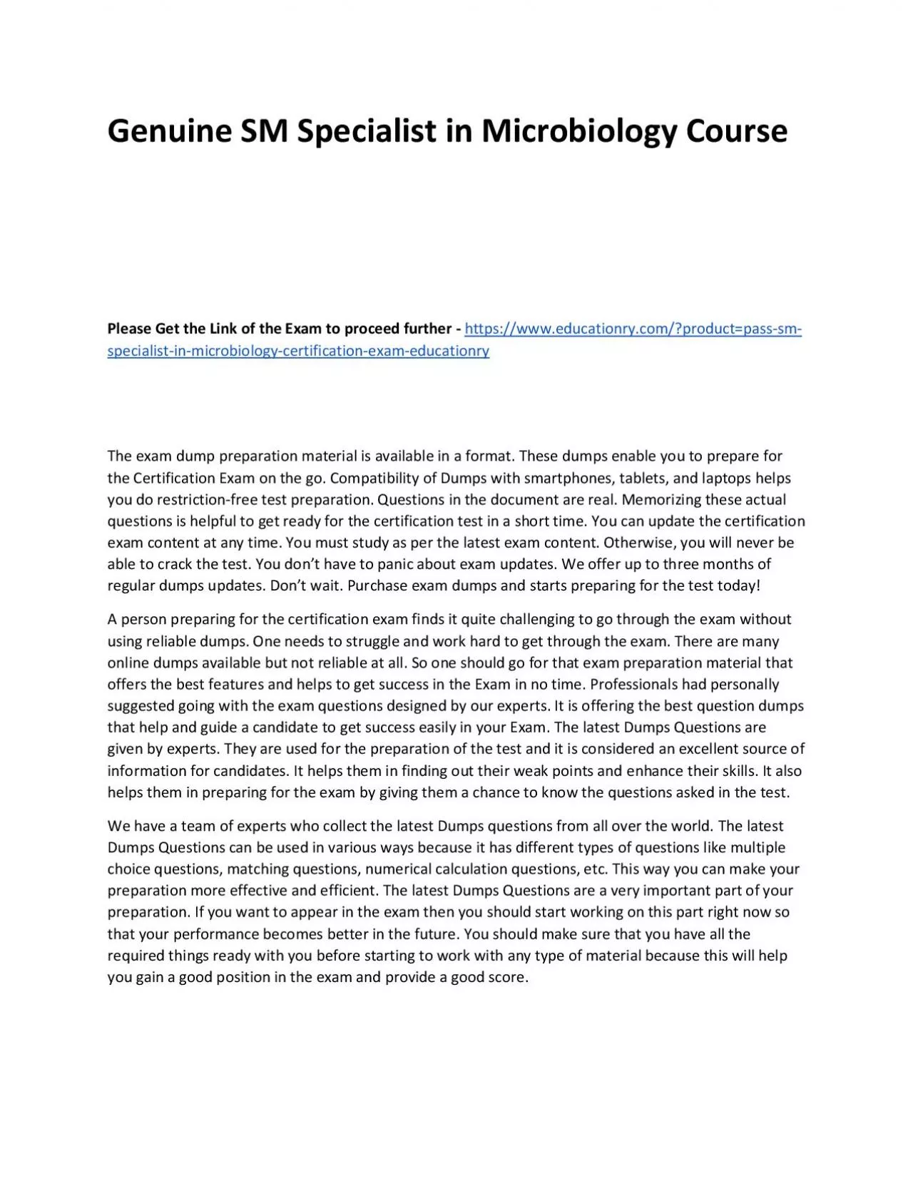 PDF-Genuine SM Specialist in Microbiology Practice Course