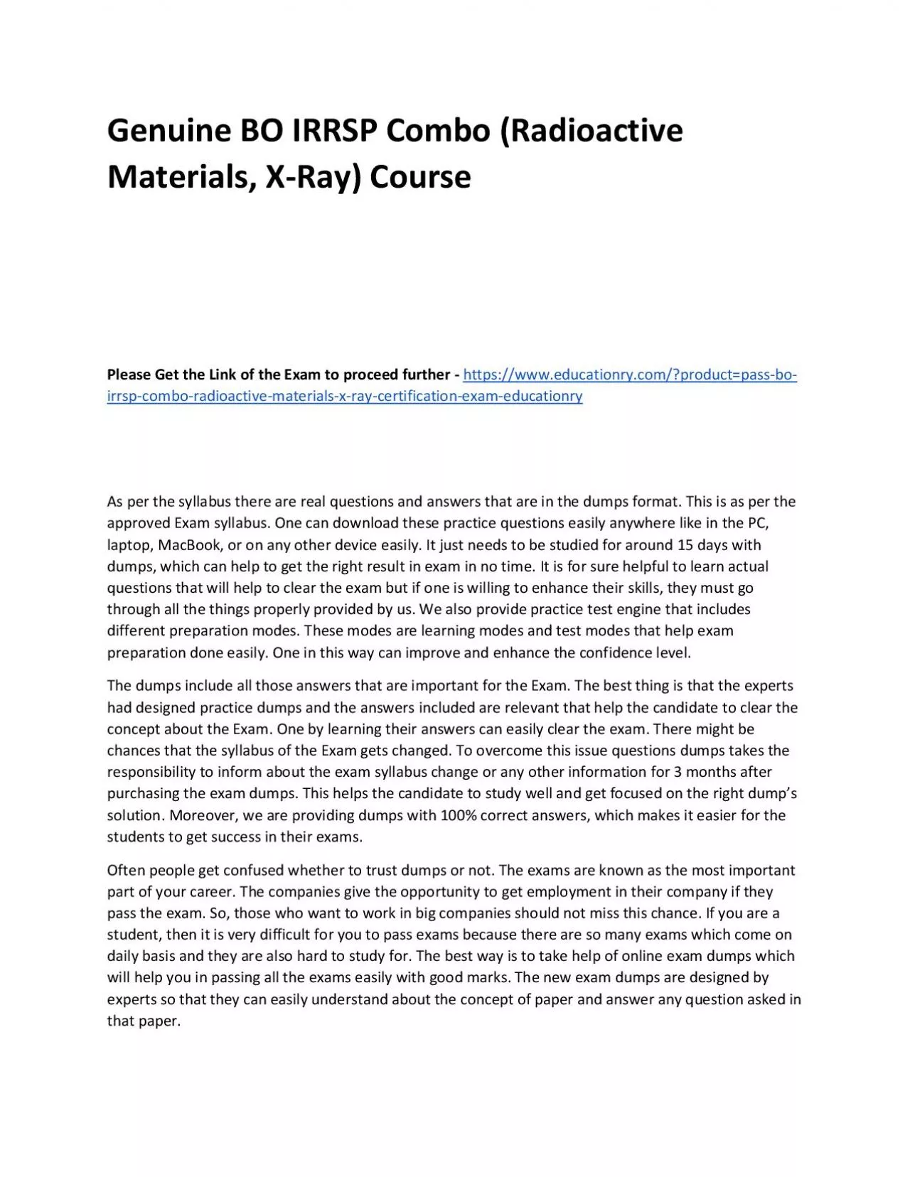 PDF-Genuine BO IRRSP Combo (Radioactive Materials, X-Ray) Practice Course