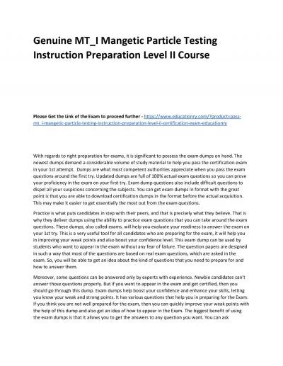 Genuine MT_I Mangetic Particle Testing Instruction Preparation Level II Practice Course