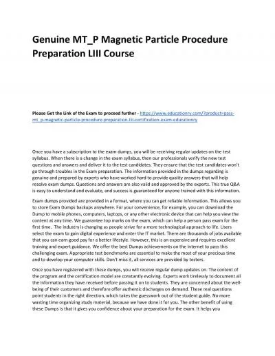 Genuine MT_P Magnetic Particle Procedure Preparation LIII Practice Course