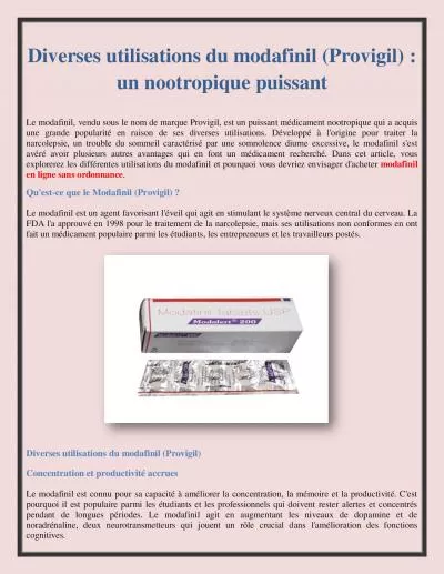 Diverses utilisations du modafinil (Provigil) : un nootropique puissant