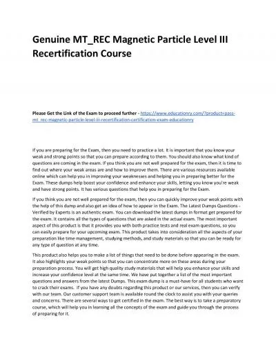 MT_REC Magnetic Particle Level III Recertification