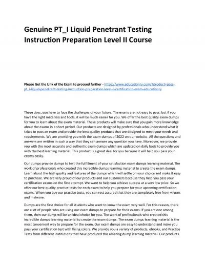 PT_I Liquid Penetrant Testing Instruction Preparation Level II