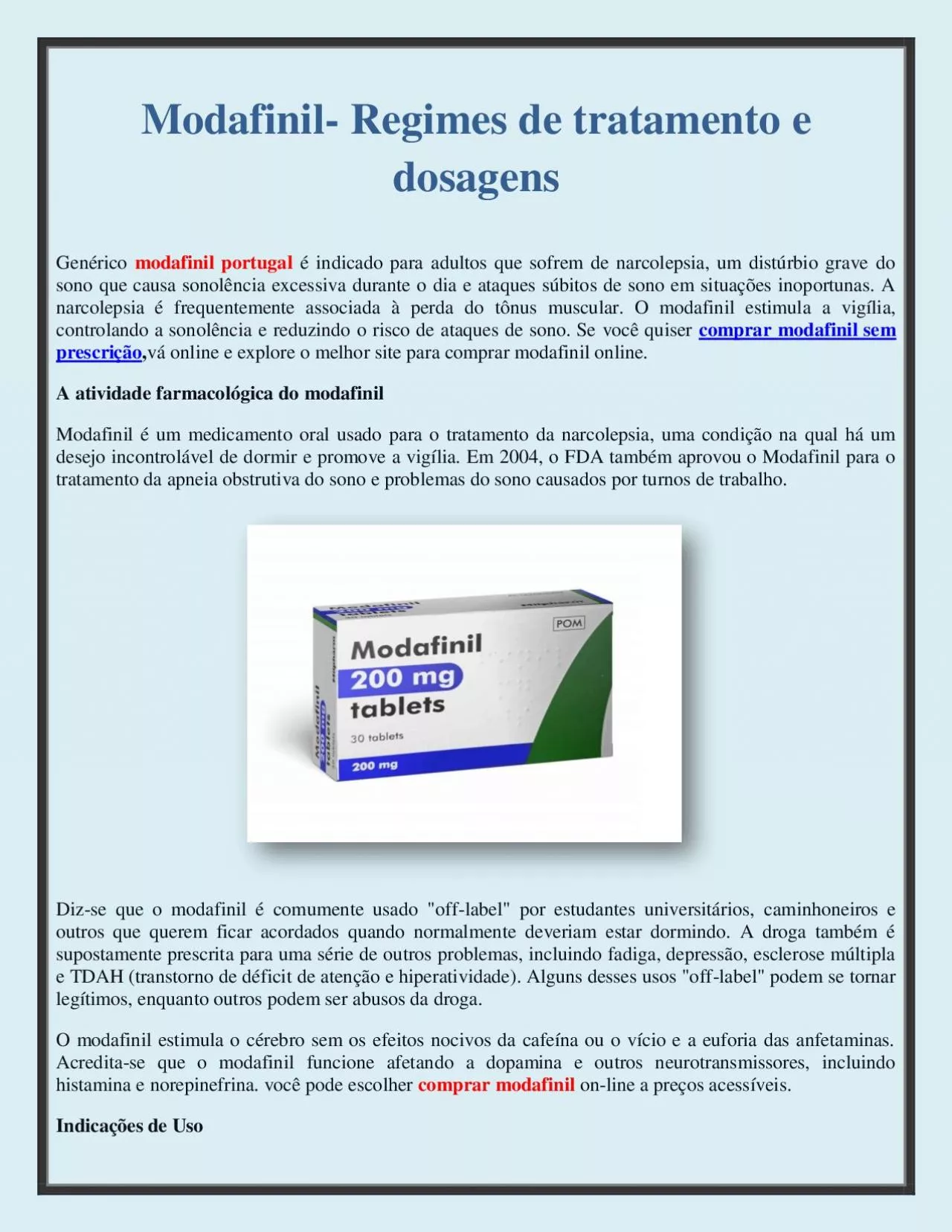 PDF-Modafinil- Regimes de tratamento e dosagens