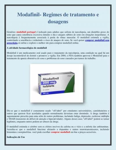 Modafinil- Regimes de tratamento e dosagens