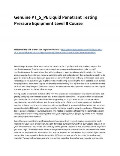 PT_S_PE Liquid Penetrant Testing Pressure Equipment Level II