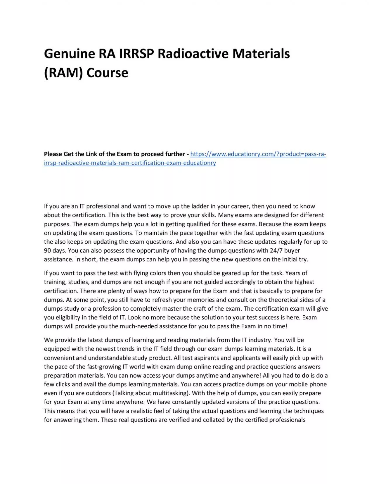 PDF-RA IRRSP Radioactive Materials (RAM)