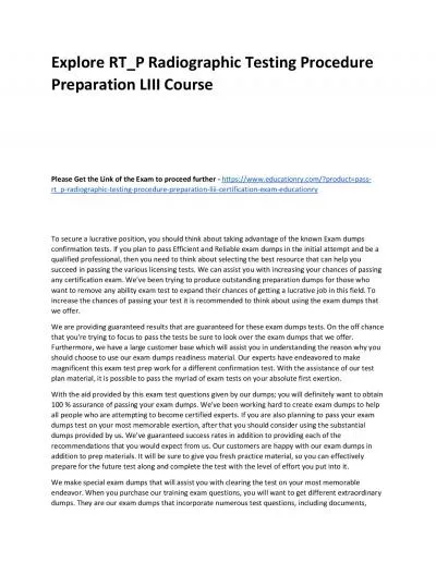 RT_P Radiographic Testing Procedure Preparation LIII