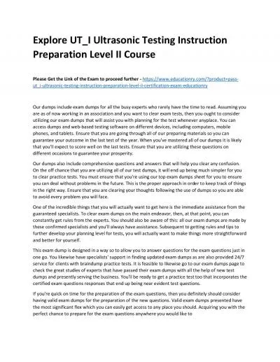 Explore UT_P Ultrasonic Testing Procedure Preparation LIII Practice Course