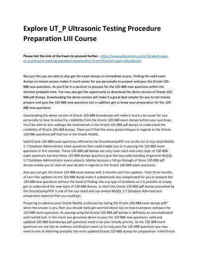 Explore UT_REC Ultrasonics Level III Recertification Practice Course