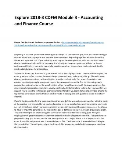 Explore 2018-3 CDFM Module 3 - Accounting and Finance Practice Course