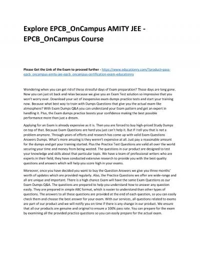 Explore EPCB_OnCampus AMITY JEE - EPCB_OnCampus Practice Course