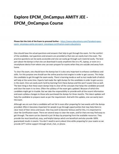 Explore EPCM_OnCampus AMITY JEE - EPCM_OnCampus Practice Course