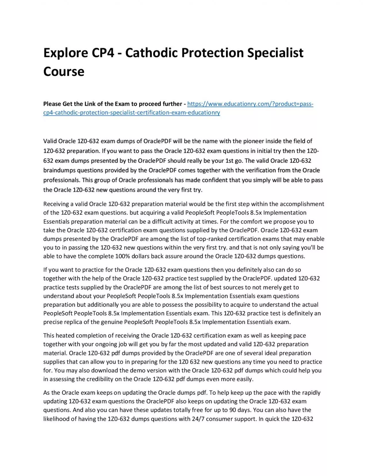 Explore CP4 - Cathodic Protection Specialist Practice Course