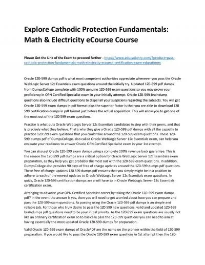 Explore Cathodic Protection Fundamentals: Math & Electricity eCourse Practice Course