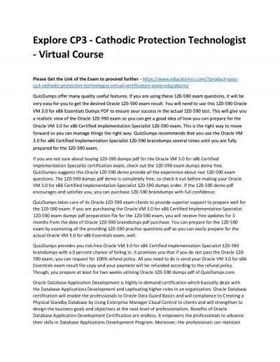 Explore CP3 - Cathodic Protection Technologist - Virtual Practice Course