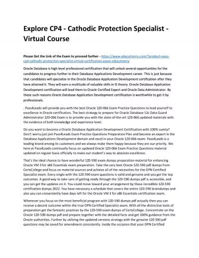 Explore CP4 - Cathodic Protection Specialist - Virtual Practice Course