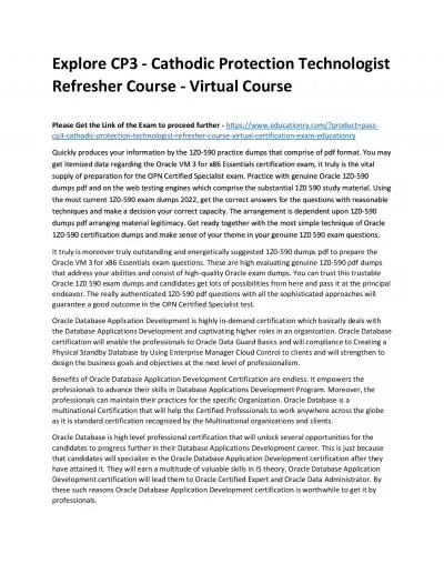 Explore CP3 - Cathodic Protection Technologist Refresher - Virtual Practice Course
