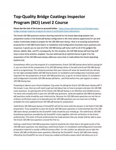 Top-Quality Bridge Coatings Inspector Program (BCI) Level 2 Practice Course