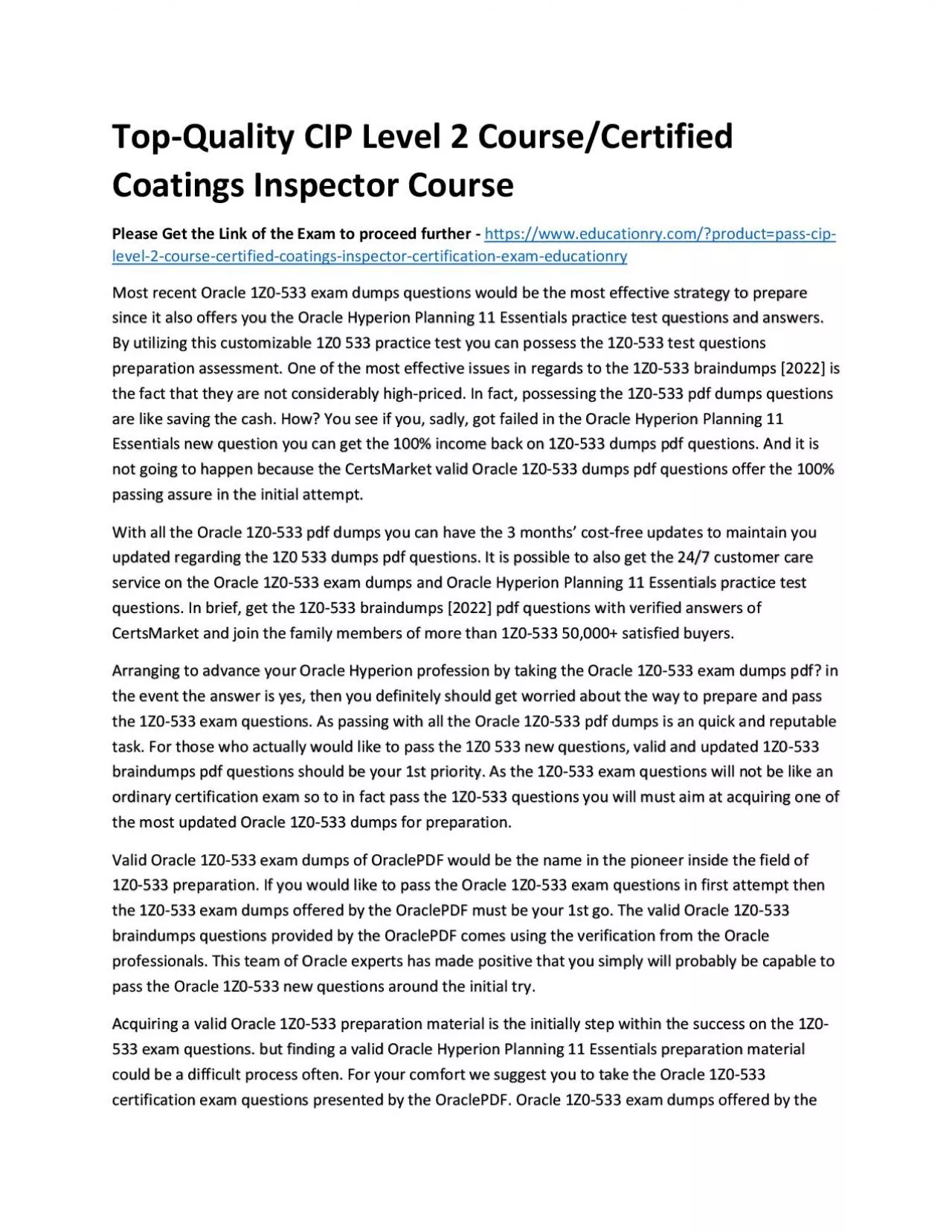 PDF-Top-Quality CIP Level 2/Certified Coatings Inspector Practice Course