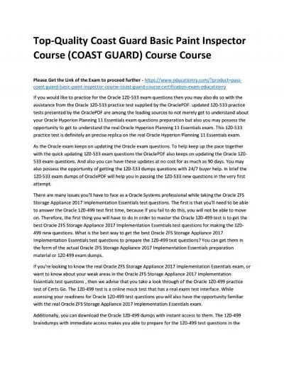 Top-Quality Coast Guard Basic Paint Inspector (COAST GUARD) Practice Course