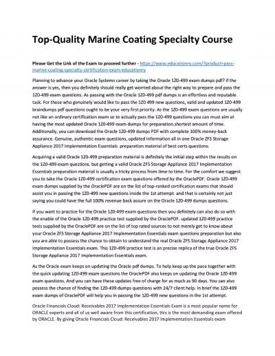 Top-Quality Marine Coating Specialty Practice Course