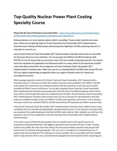 Top-Quality Nuclear Power Plant Coating Specialty Practice Course