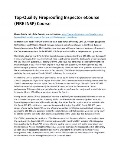 Top-Quality Fireproofing Inspector eCourse (FIRE INSP) Practice Course