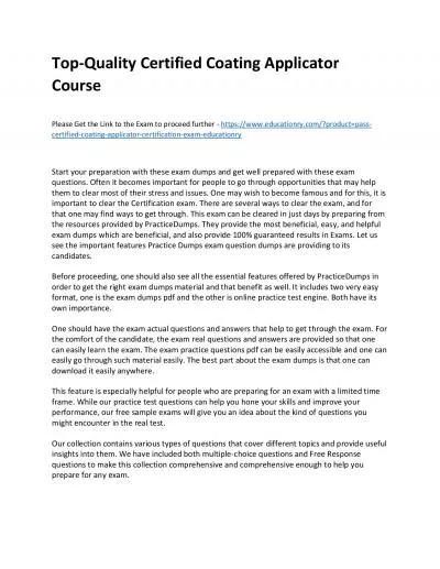 Top-Quality Certified Coating Applicator Practice Course