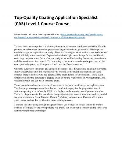 Top-Quality Coating Application Specialist (CAS) Level 1 Practice Course